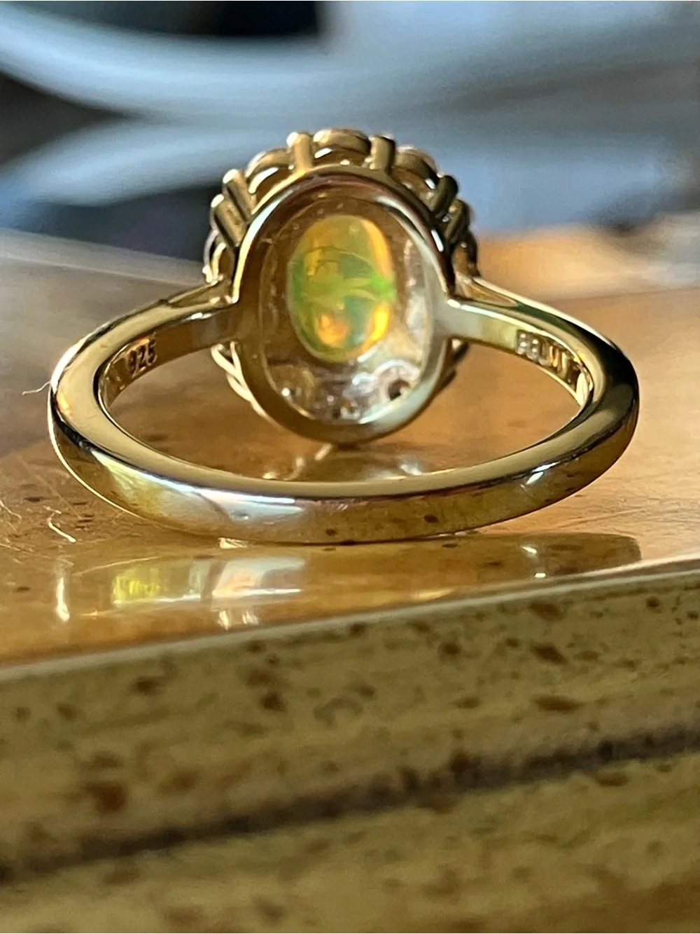 Natural Ethiopian Honey Opal Sterling Silver Ring Size 6.75